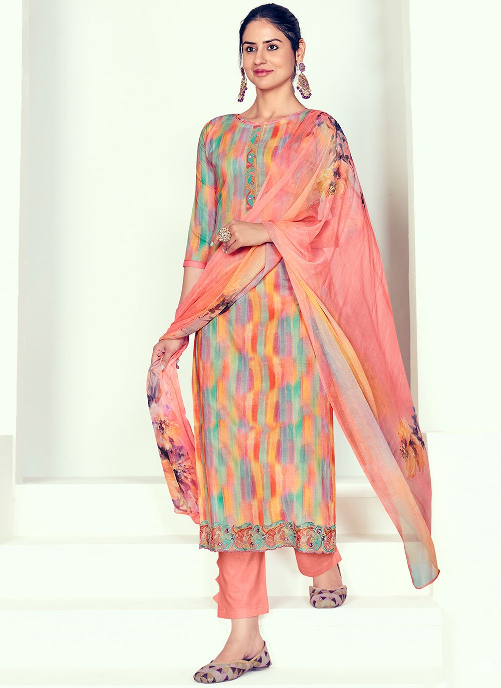 Multi Colour Cotton  Digital Print Trendy Salwar Kameez