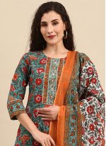 Multi Colour Cotton  Embroidered Pant Style Suit