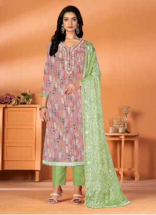 Multi Colour Cotton  Embroidered Salwar suit