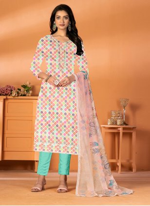 Multi Colour Cotton  Hand Work Trendy Salwar Suits