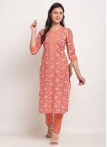 Multi Colour Cotton  Printed Pant Style Suit