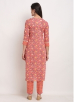 Multi Colour Cotton  Printed Pant Style Suit