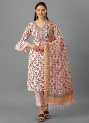 Multi Colour Cotton  Printed Readymade Salwar Kameez