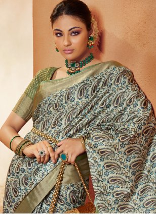 Multi Colour Crepe Digital Print Trendy Sari