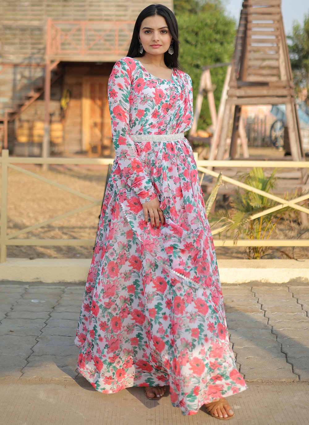 Multicolor Cotton Digital Print Dress | Print dress, Bollywood style dress,  Designer party wear dresses