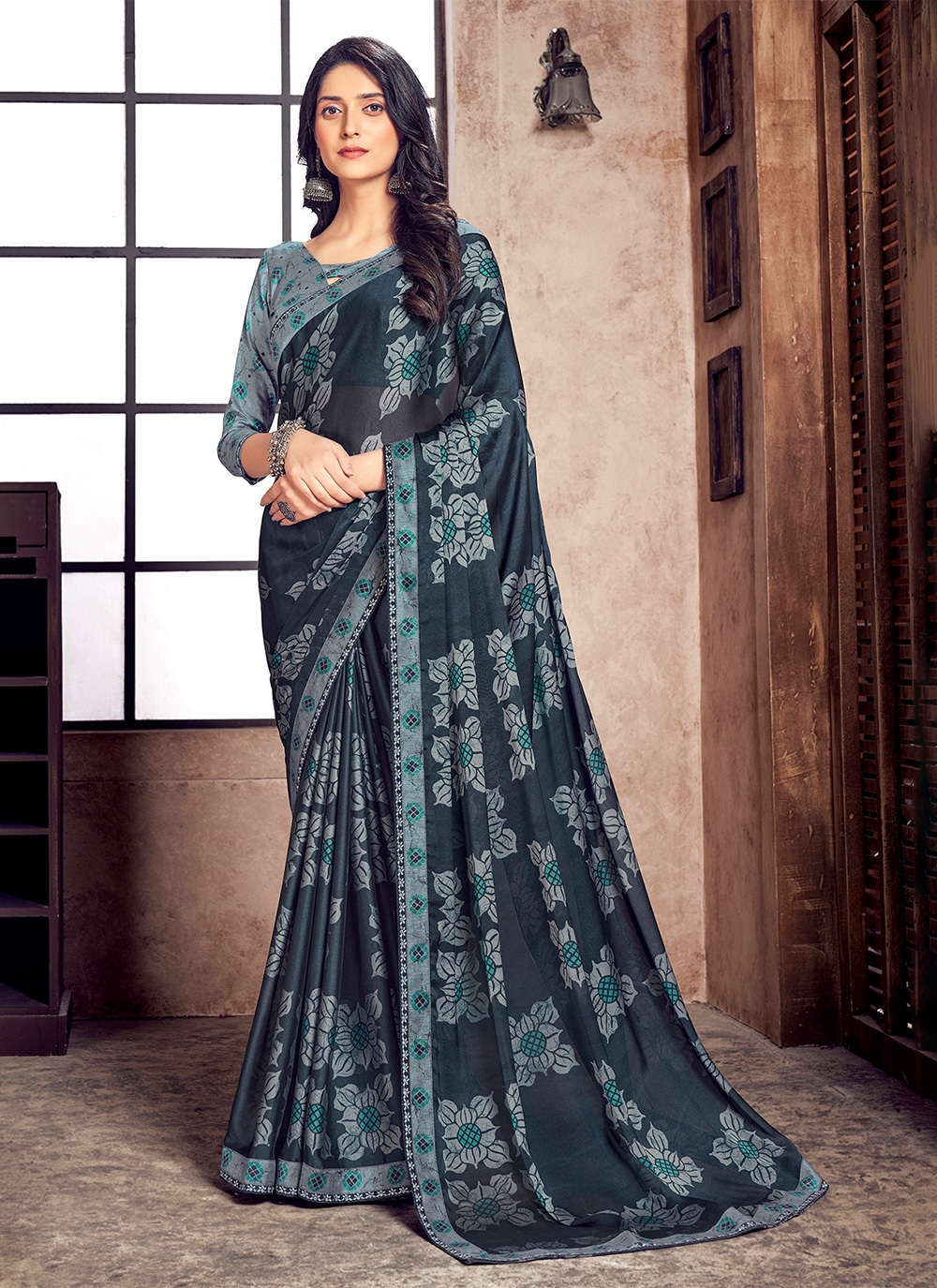 Glorious Georgette Printed Multi Colour Saree -