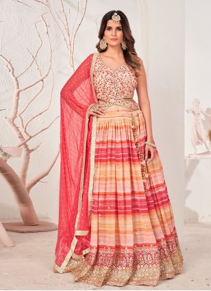 Multi Colour Georgette Embroidered Trendy Designer Ghagra Choli