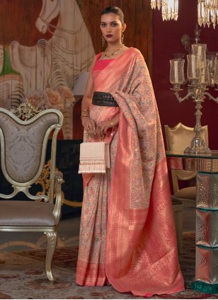 Multi Colour Handloom Silk Weaving Contemporary Saree