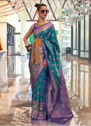 Multi Colour Handloom Silk Weaving Contemporary Sari