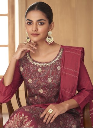 Multi Colour Jacquard Printed Readymade Salwar Suits