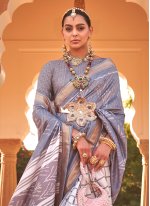 Multi Colour Kanchipuram Silk Printed Classic Sari