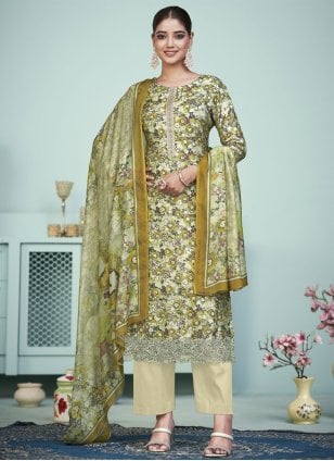 Multi Colour Muslin Digital Print Pakistani Salwar Suit