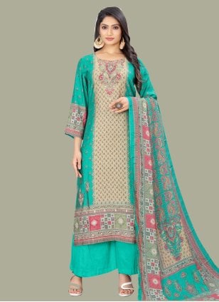 Multi Colour Muslin Digital Print Salwar suit