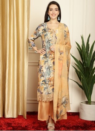 Multi Colour Muslin Digital Print Trendy Salwar Suits
