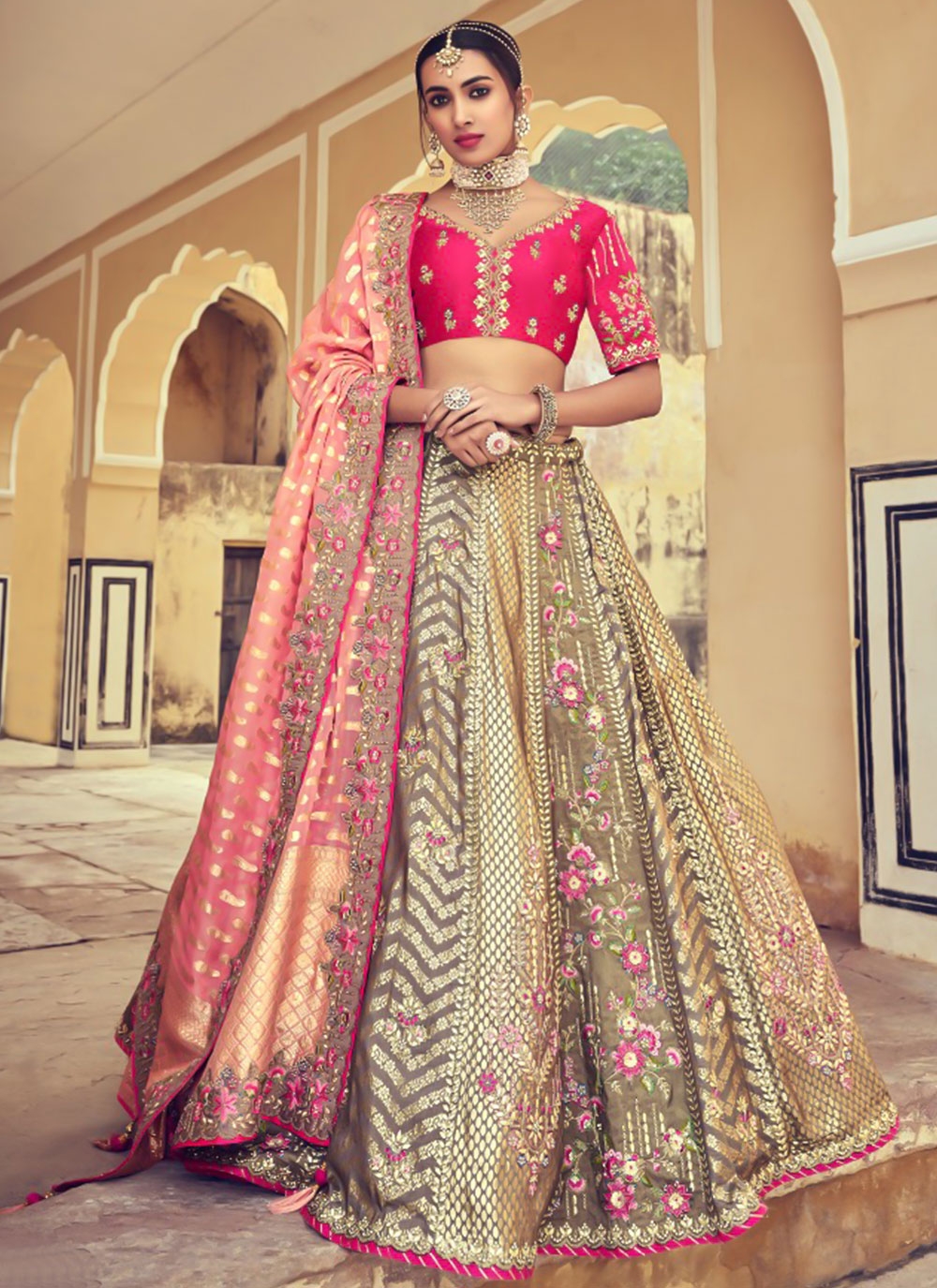 Buy Peach Lehenga Choli Sets for Women by Jaipur Kurti Online | Ajio.com