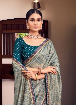Multi Colour Silk Border Trendy Sari