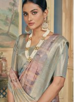 Multi Colour Silk Digital Print Contemporary Sari