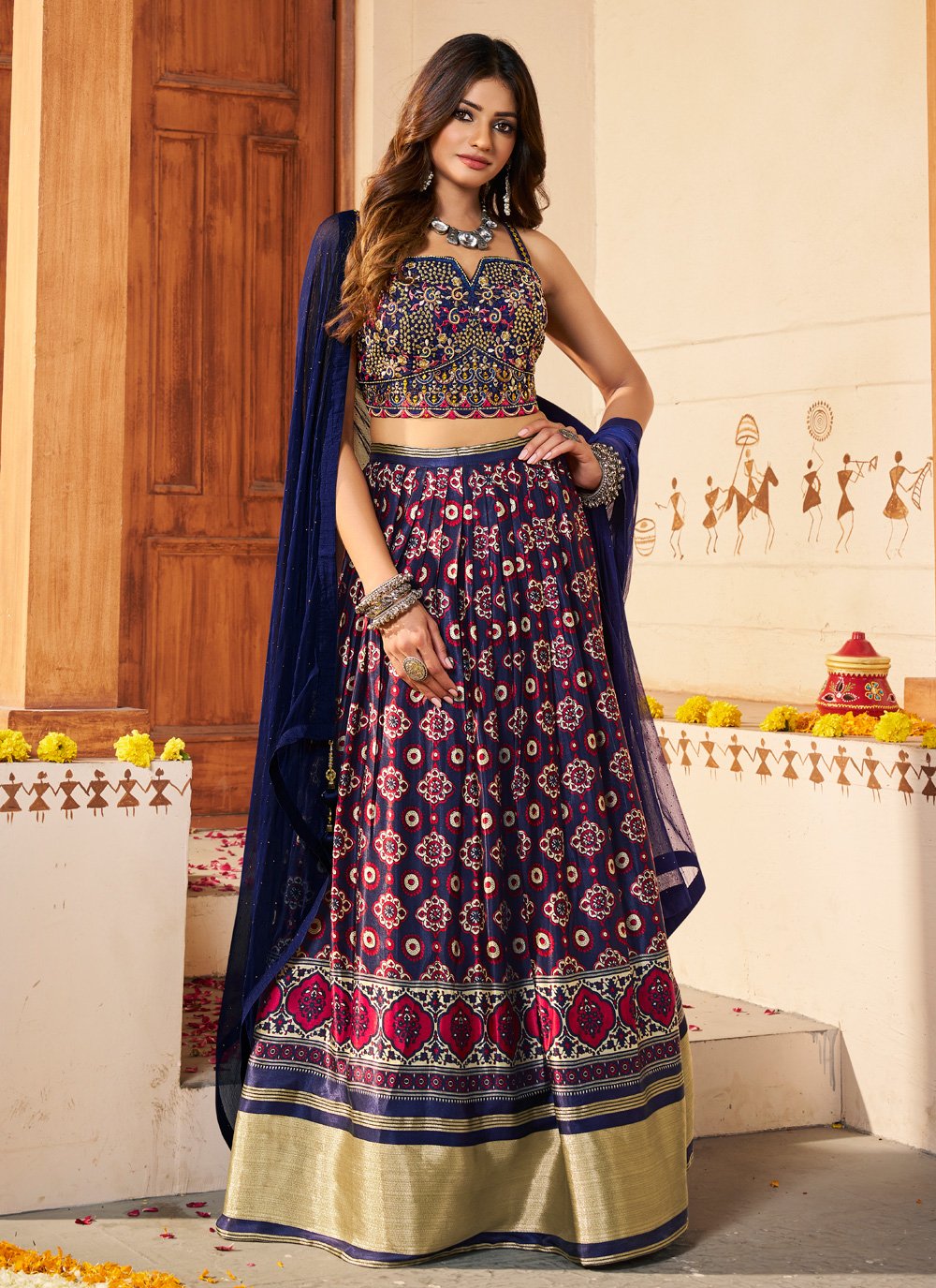 Shop Bollywood Lehenga - Cherry Red Multi Embroidery Wedding Lehenga Choli  At Hatkay