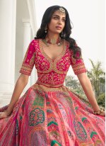 Designer Multi Colour Silk Embroidered Lehenga Choli for Wedding