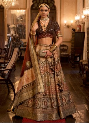Multi Colour Silk Mirror Work Designer Readymade Chaniya Choli for Bride