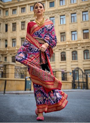 Multi Colour Silk Patola Print Designer Sari
