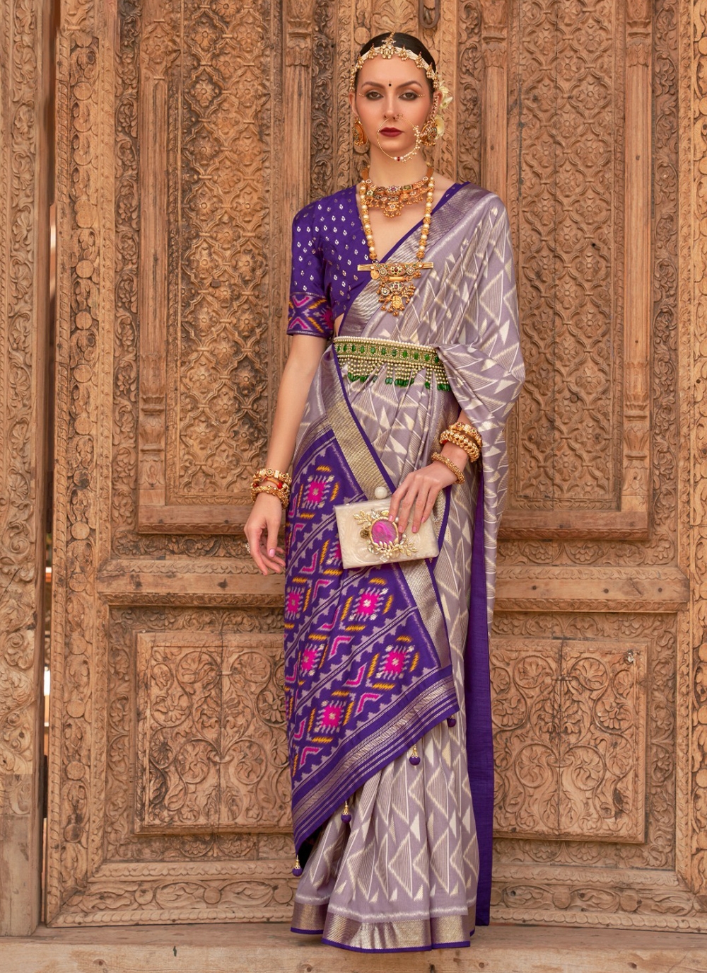 Multi colour Brasso Silk Saree With Designer Blouse – Rushini