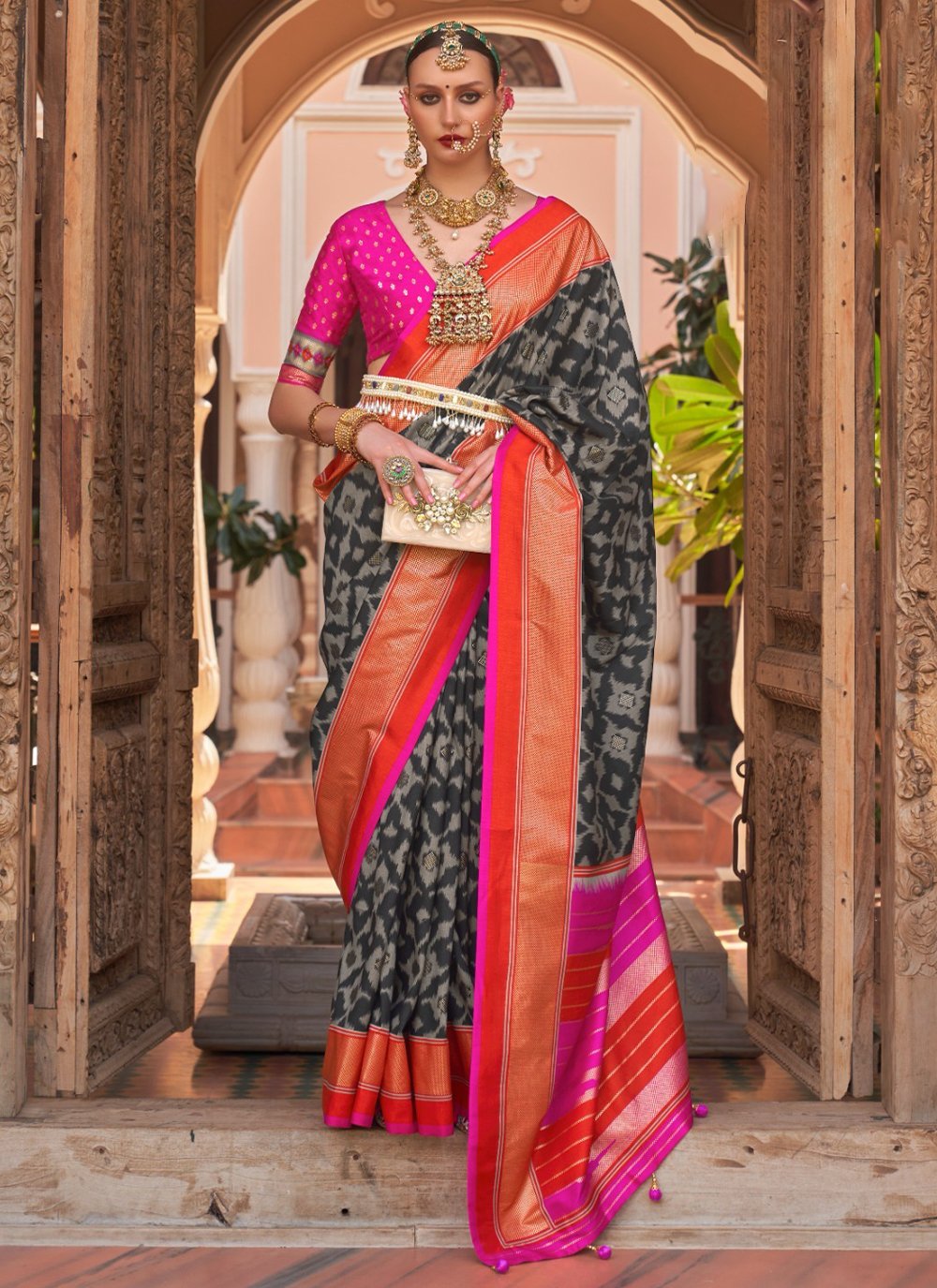 Buy Multi Colour Sequins Work Linen Silk Saree Online