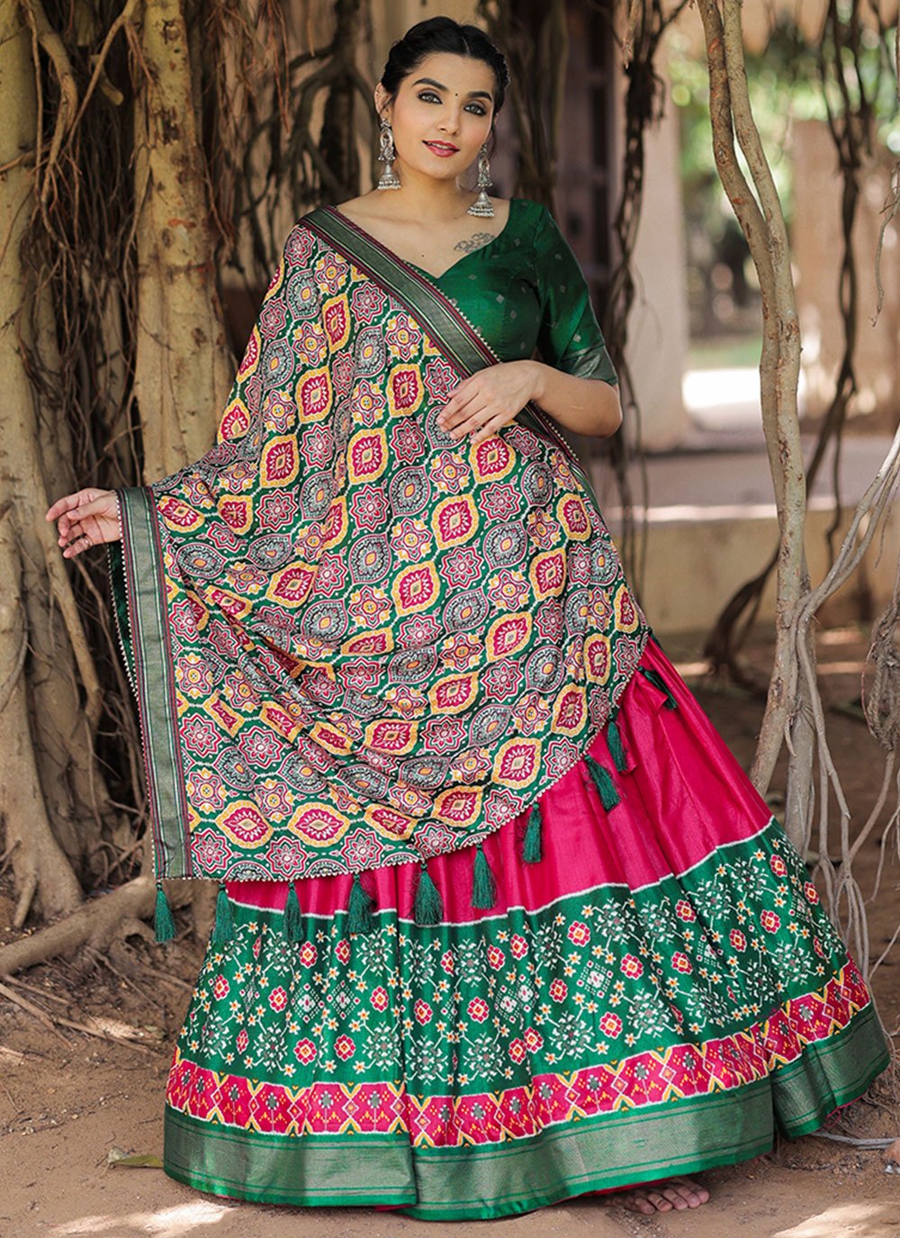 Printed Multi Colour Silk Designer Chaniya Choli