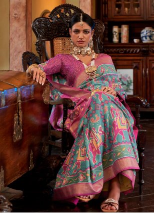Multi Colour Tussar Silk Digital Print Trendy Saree