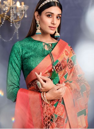 Multi Colour Tussar Silk Embroidered Trendy Sari