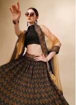Designer Multi Colour Tussar Silk Printed Lehenga Choli for Wedding