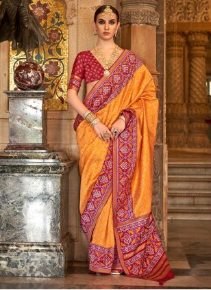 Mustard Banarasi Silk Weaving Trendy Saree