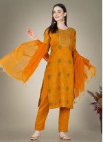 Mustard Cotton  Embroidered Readymade Salwar Suits