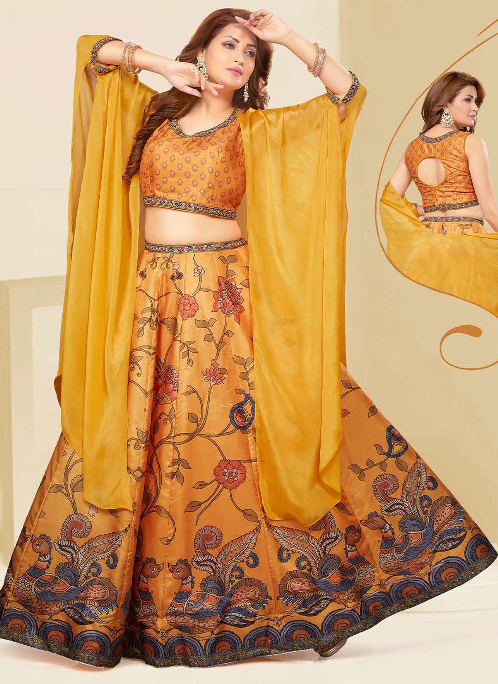 A classic kali lehenga in silk with contrast silk and mirror panels. The  choli is a boat neck styled classic cu… | New lehenga designs, New lehenga, Lehenga  designs