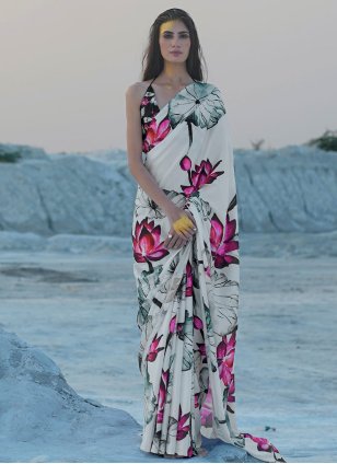 Noble Multi Colour Crepe Digital Print Casual Sari