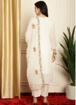 Off White Georgette Embroidered Salwar suit