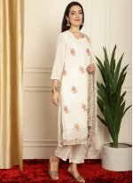 Off White Georgette Embroidered Salwar suit