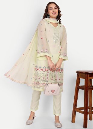 Gajri georgette heavy thread embroidery sequins work on top with digital  print lehenga salwar kameez - Lilots - 4189772