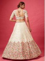 Designer Off White Silk Sequins Embroidered Lehenga Choli for Wedding