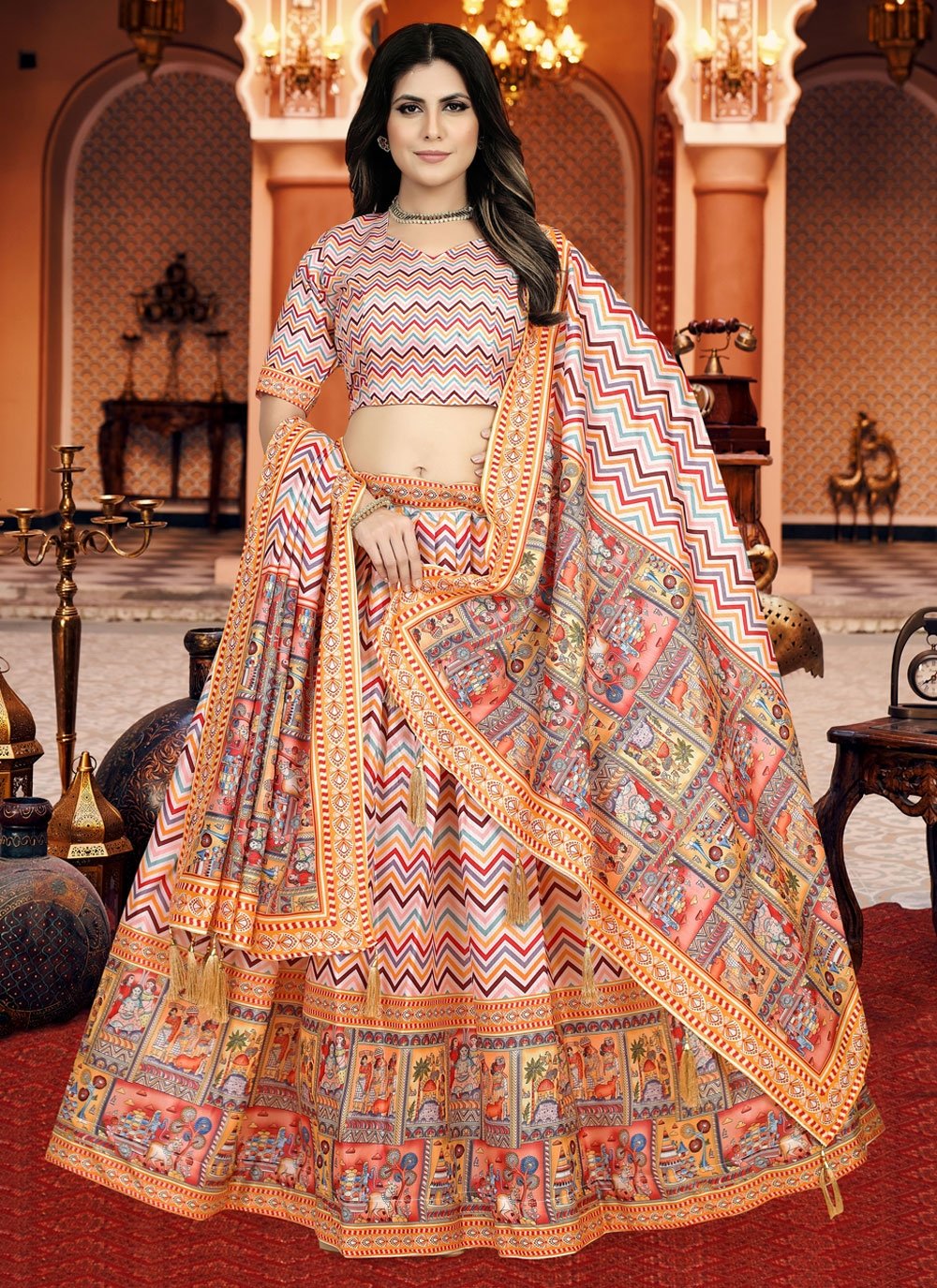 Buy Light Orange Heavy Embroidered Designer Wedding Lehenga Choli | Wedding  Lehenga Choli