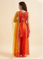 Orange Georgette Bandhej Print Palazzo Salwar Suit