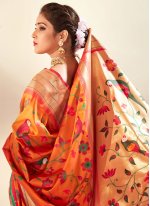 Orange Pure Silk Meena Trendy Sari