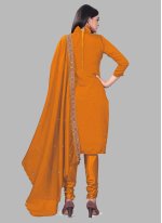 Orange Silk Embroidered Salwar suit