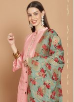 Peach Chanderi Embroidered Trendy Salwar Suits