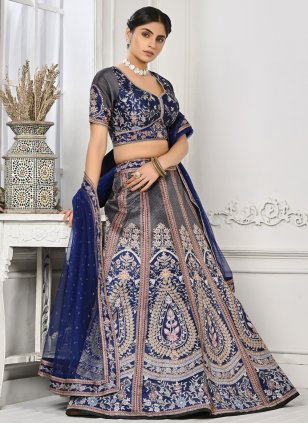Blue Net Lehenga and Ghagra Choli: Buy Latest Designs Online | Utsav Fashion