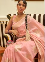 Pink Art Silk Weaving Designer Party Wear Saree