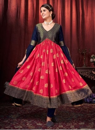 Buy Black Cotton Anarkali Kurta Churidar Suit Set (Kurta, Churidar,  Dupatta) for INR3497.50 | Biba India