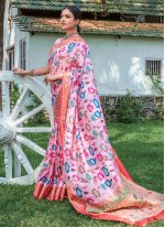 Pink Banarasi Silk Border Classic Saree