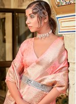 Pink Banarasi Silk Weaving Classic Saree