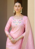 Pink Banarasi Silk Woven Salwar suit